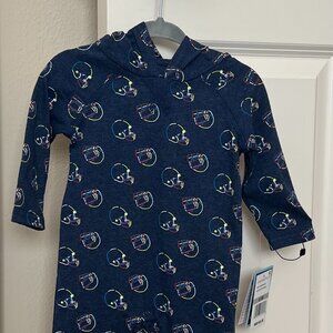 Andy & Evan - Navy Football Hooded Romper (Navy)